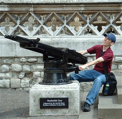 Jared throws himself into the role of the gunner.