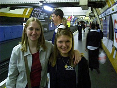 Julianna and Kristen smile for the camera in the Tube.  Ryan stalks silently behind them.  (Photo Courtesy of Julianna Parker)