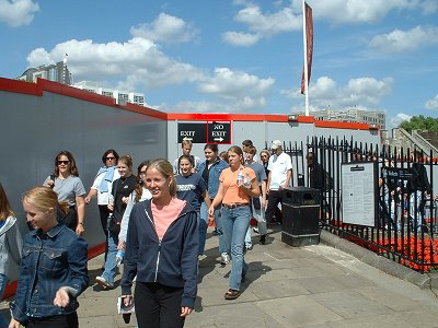 Our tour group coming out of the entrance after an official yelled at them for going the wrong way.