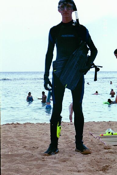 Look at that man in his snorkeling gear!