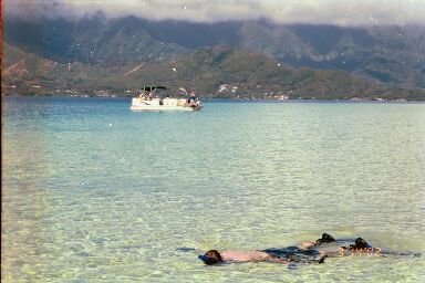 Jonathan 'snorkeling' at the sandbar