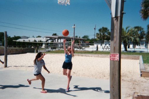 Emilee and Annavette shoot some hoops.  (Photo Courtesy of Bryon Farris)