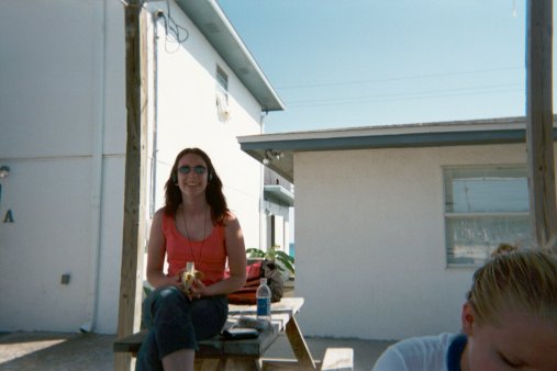 Jessica lounges on a picnic table.  (Photo Courtesy of Bryon Farris)