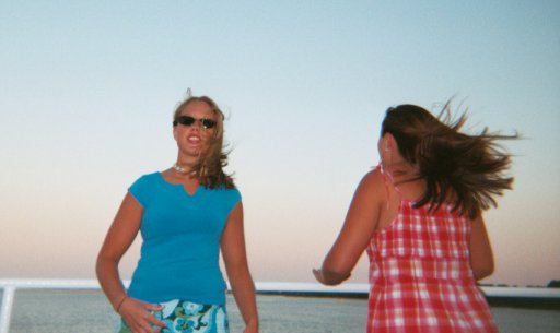 Kari and Kirsten enjoy the sea breezes (Photo Courtesy of Bryon Farris)